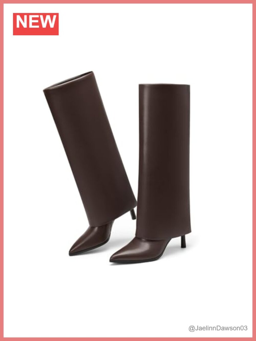 Knee High Fold Over Stiletto Boots - Wide Calf, Hidden Zipper